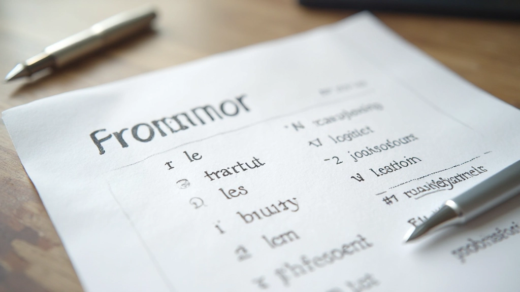 Close-up of French grammar reference sheet showing articles and their usage, written in neat handwriting