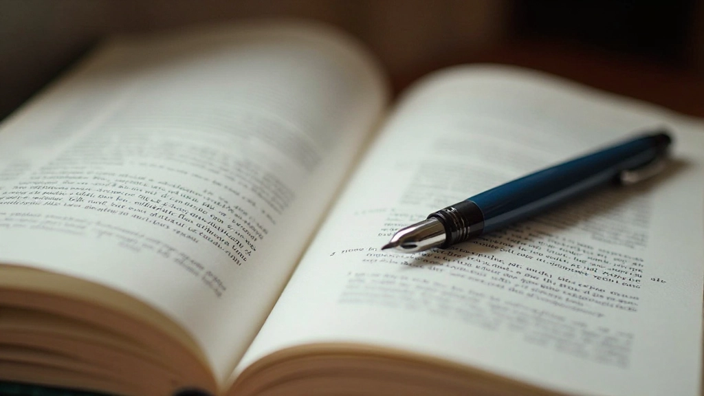 Open French grammar textbook with handwritten notes in margins, fountain pen placed on top of the pages, close-up detail shot
